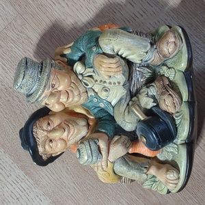 Vintage 70s Chalkware Hobo Drunkards Wall Hanging Decor
